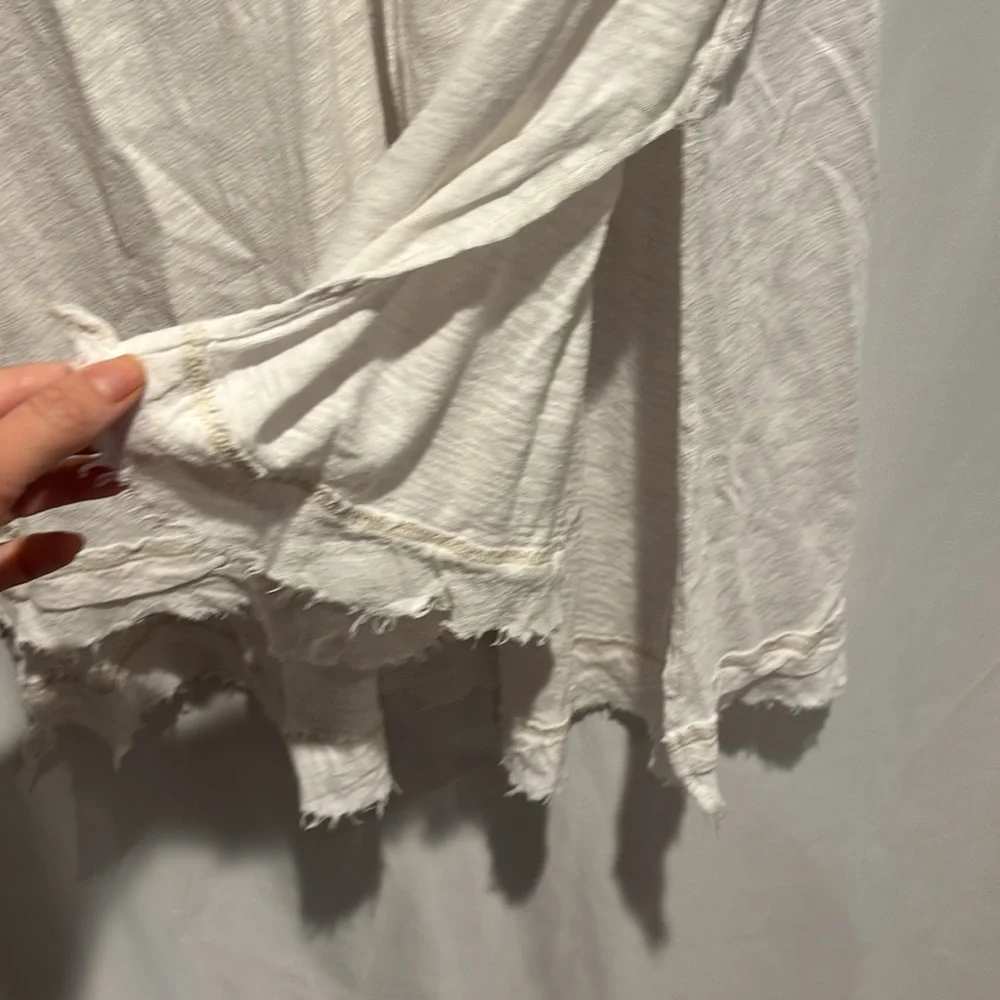 Free People Flowy Cotton Linen Tunic size XS off white - Picture 8 of 9